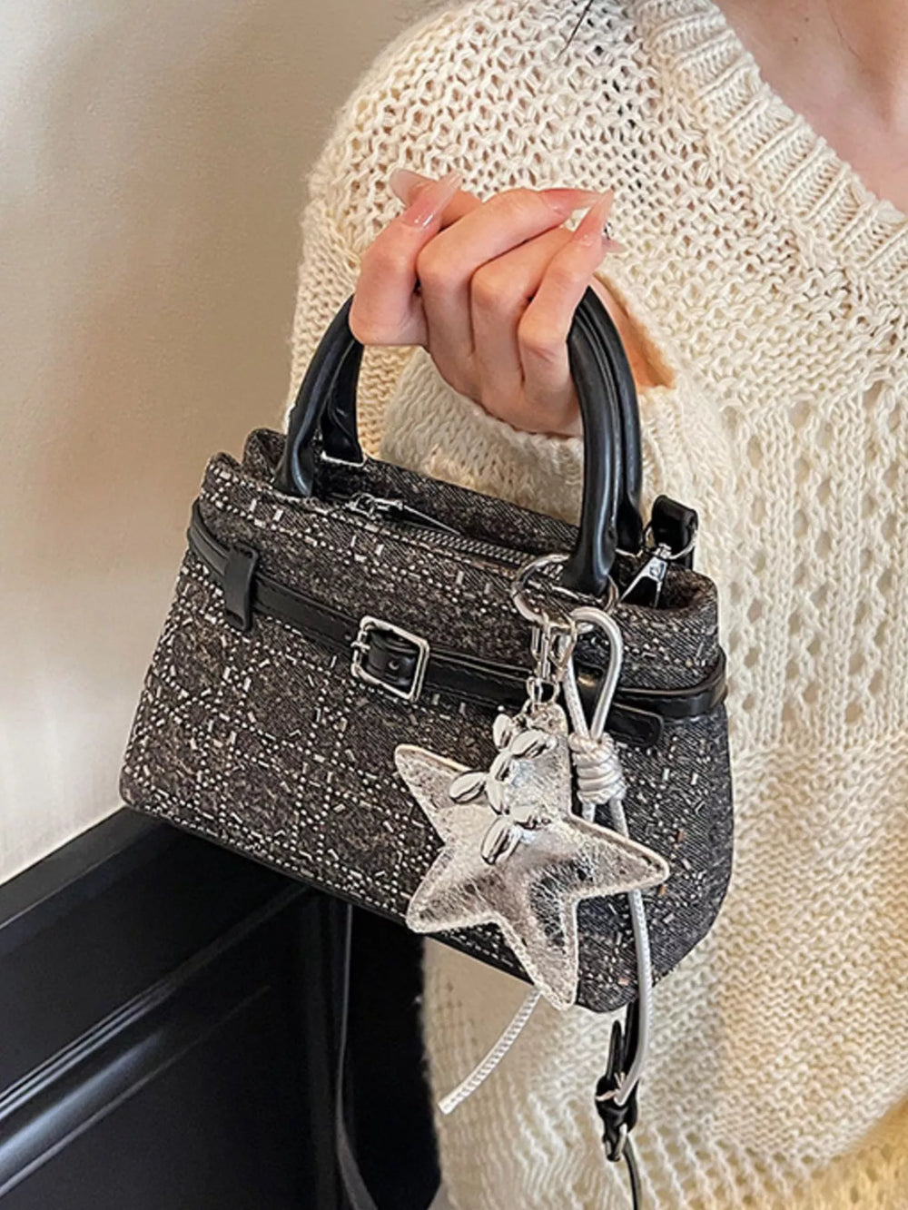 Texture Star Charm Crossbody Bag - Trendsi - Flyclothing LLC