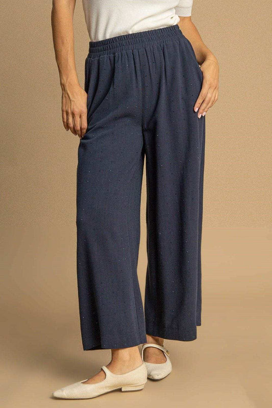 Umgee Full Size High Waisted Embellished Linen Pants Plus Size - Trendsi - Flyclothing LLC