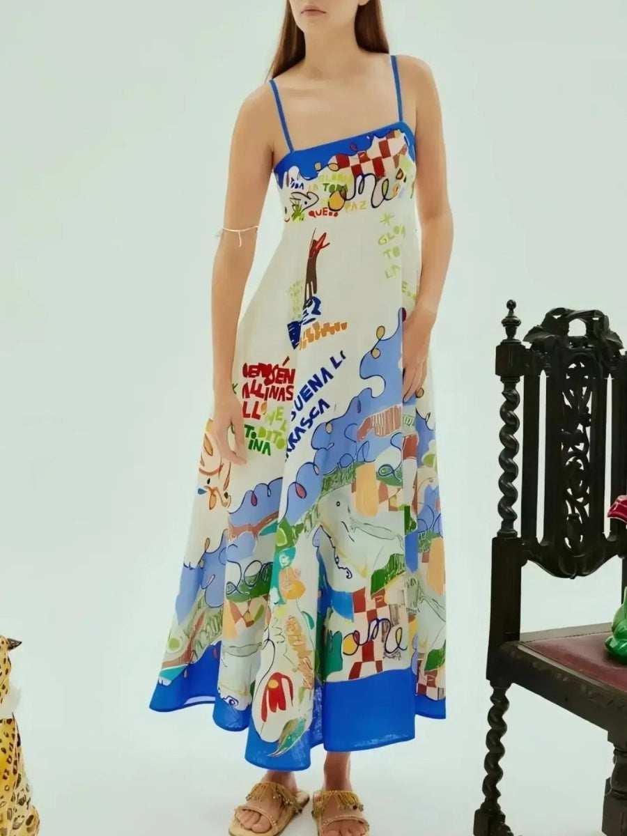 Printed Square Neck Cami Dress - Trendsi - Flyclothing LLC