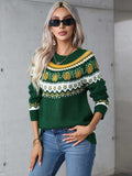 Angel Wings Geometric Round Neck Long Sleeve Sweater - Trendsi - Flyclothing LLC