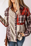 Plaid Patchwork Collared Neck Shacket - Trendsi - Flyclothing LLC