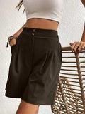 Pocketed Half Elastic Waist Shorts - Trendsi - Flyclothing LLC