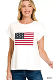Zenana Full Size US Flag Round Neck Short Sleeve T-Shirt Plus Size - Trendsi - Flyclothing LLC