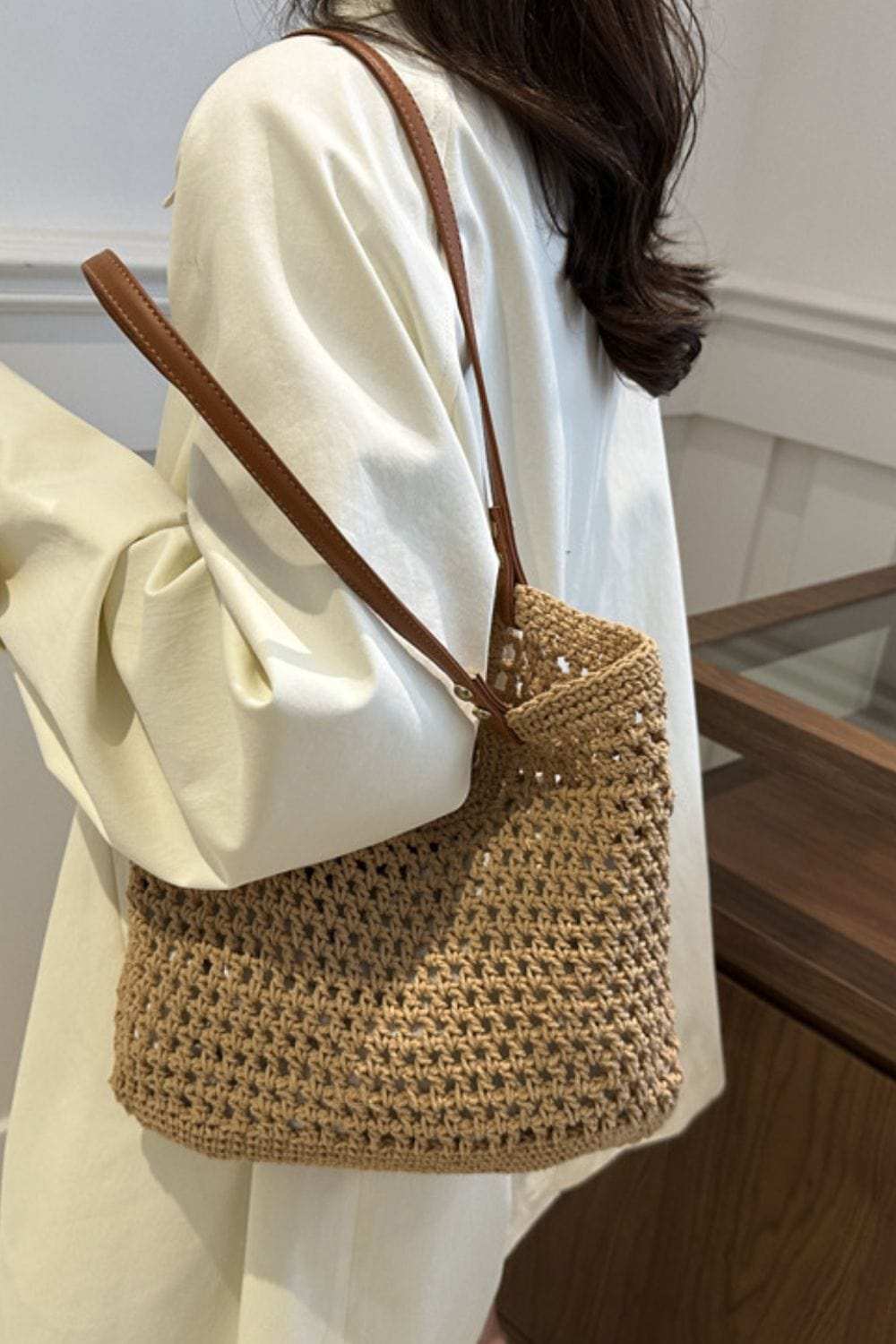 Openwork Woven Tote Bag - Trendsi - Flyclothing LLC