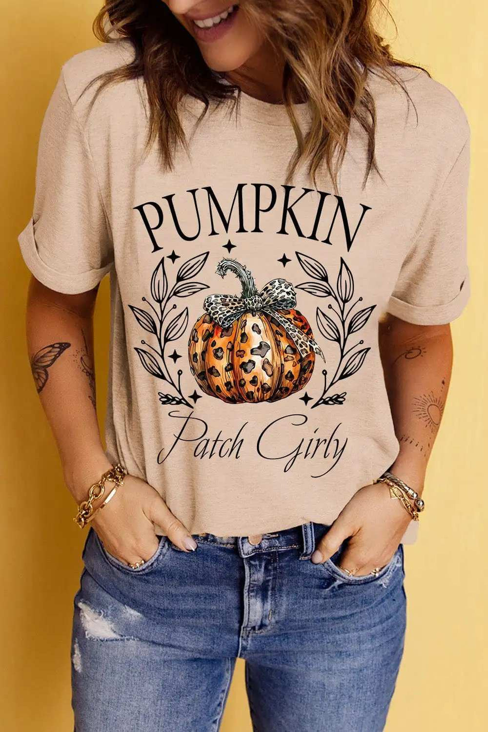 Pumpkin Graphic Round Neck Short Sleeve T-Shirt - Trendsi - Flyclothing LLC