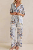 Printed Button Up Shirt and Pants Set - Trendsi - Flyclothing LLC