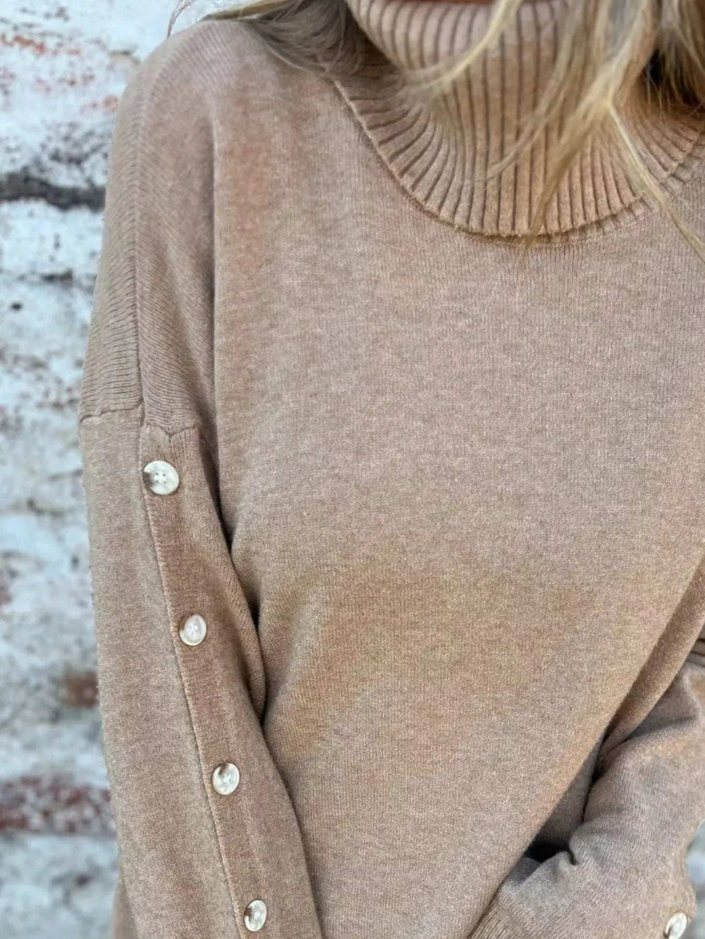 Full Size Turtleneck Long Sleeve Sweater Plus Size - Trendsi - Flyclothing LLC