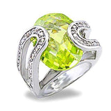 5X004 - Rhodium Brass Ring with AAA Grade CZ in Apple Green color - Alamode - Flyclothing LLC