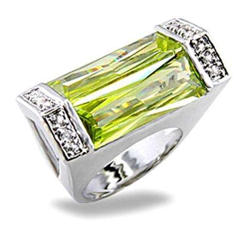 5X006 - Rhodium Brass Ring with Synthetic Spinel in Peridot - Alamode - Flyclothing LLC