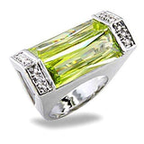 5X006 - Rhodium Brass Ring with Synthetic Spinel in Peridot - Alamode - Flyclothing LLC