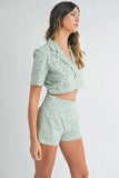 MABLE Eyelet Short Sleeve Crop Top and Shorts Set - Trendsi - Flyclothing LLC