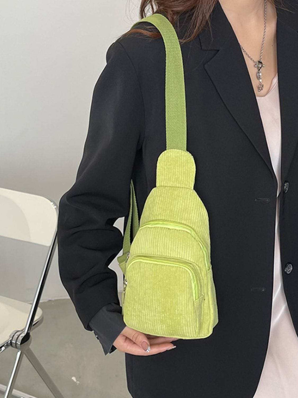 Corduroy Solid Color Crossbody Bag - Trendsi - Flyclothing LLC