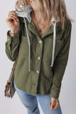 Drawstring Button Up Long Sleeve Hooded Jacket - Trendsi - Flyclothing LLC