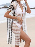 Open Front Contrast Openwork Cover-Up - Trendsi - Flyclothing LLC