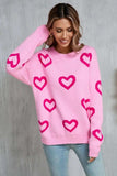Angel Wings Heart Round Neck Dropped Shoulder Long Sleeve Sweater - Trendsi - Flyclothing LLC