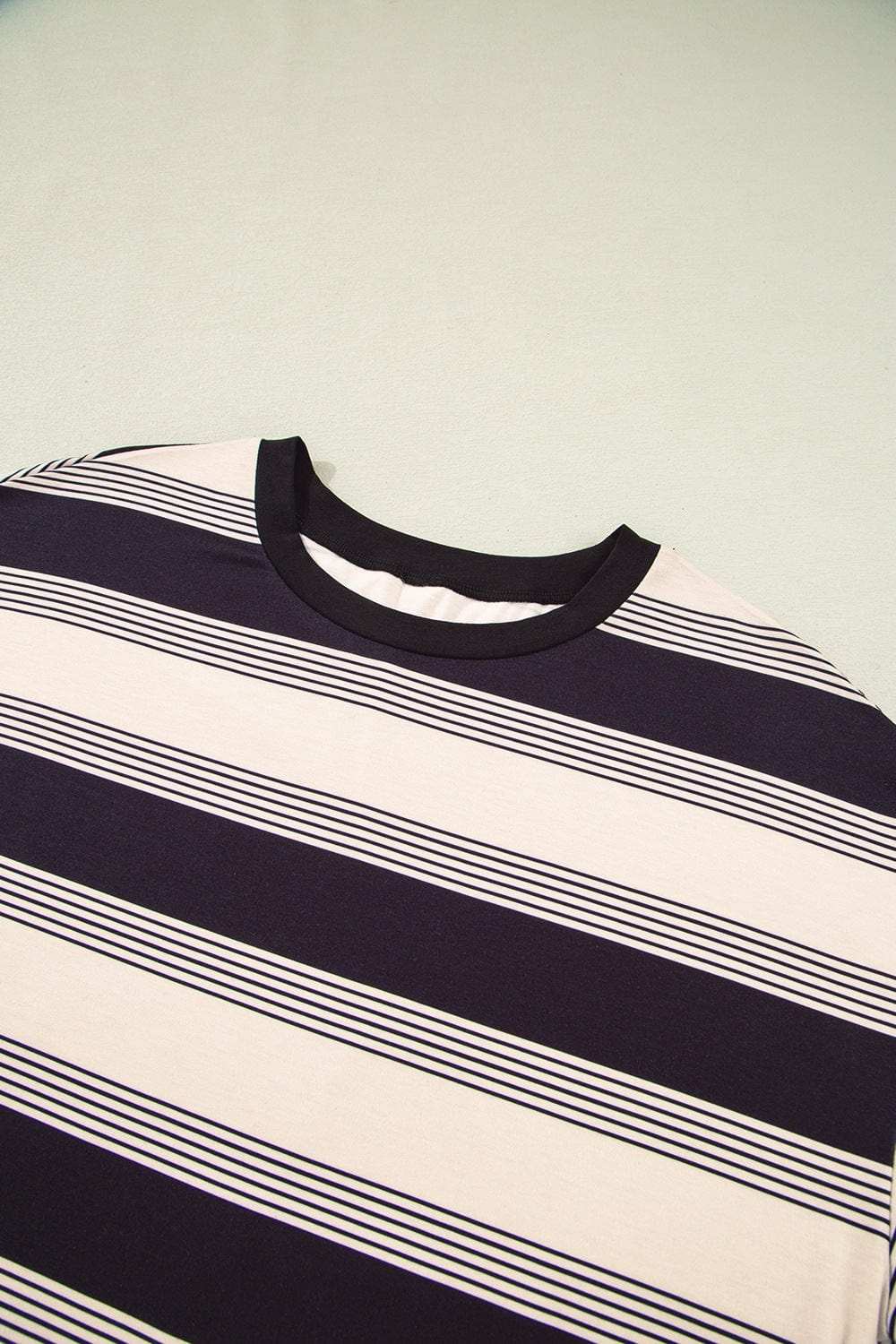 Stripe Half Sleeve T-Shirt and High Waist Pocketed Shorts Set - Trendsi - Flyclothing LLC