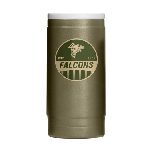 Atlanta Falcons Badge Powder Coat Slim Can Coolie - Logo Brands - Flyclothing LLC