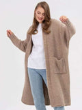 Pocketed Open Front Long Sleeve Longline Cardigan - Trendsi - Flyclothing LLC