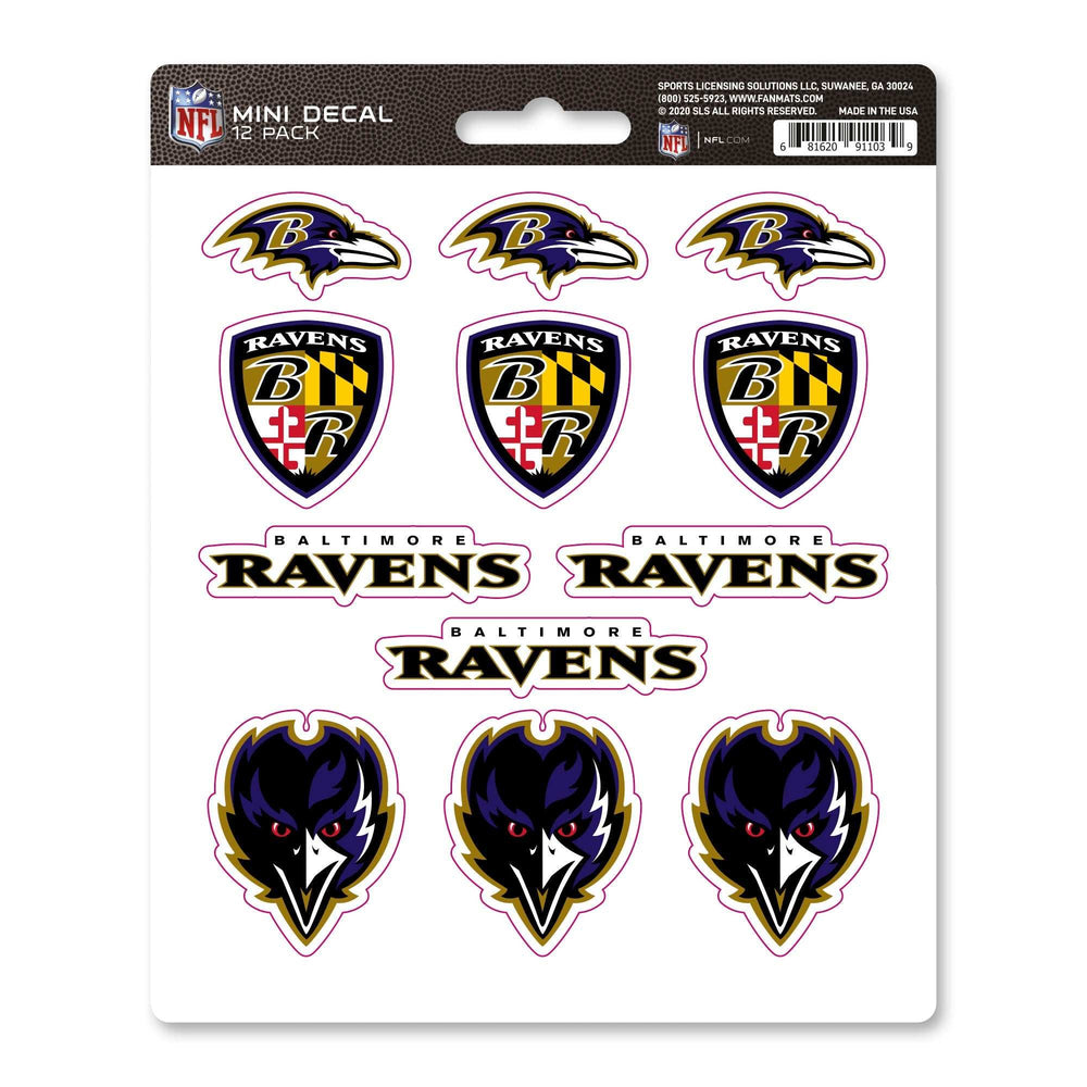 NFL - Baltimore Ravens Mini Decal 12-pk - Logo Brands - Flyclothing LLC