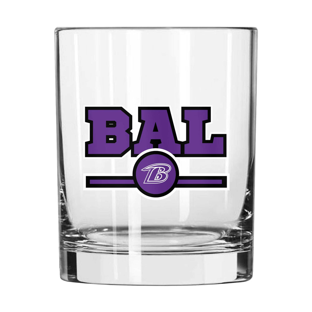 Baltimore Ravens 14oz Letterman Rocks Glass - Logo Brands - Flyclothing LLC