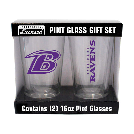 Baltimore Ravens 16oz Gameday Pint Glass 2 Pack - Logo Brands - Flyclothing LLC