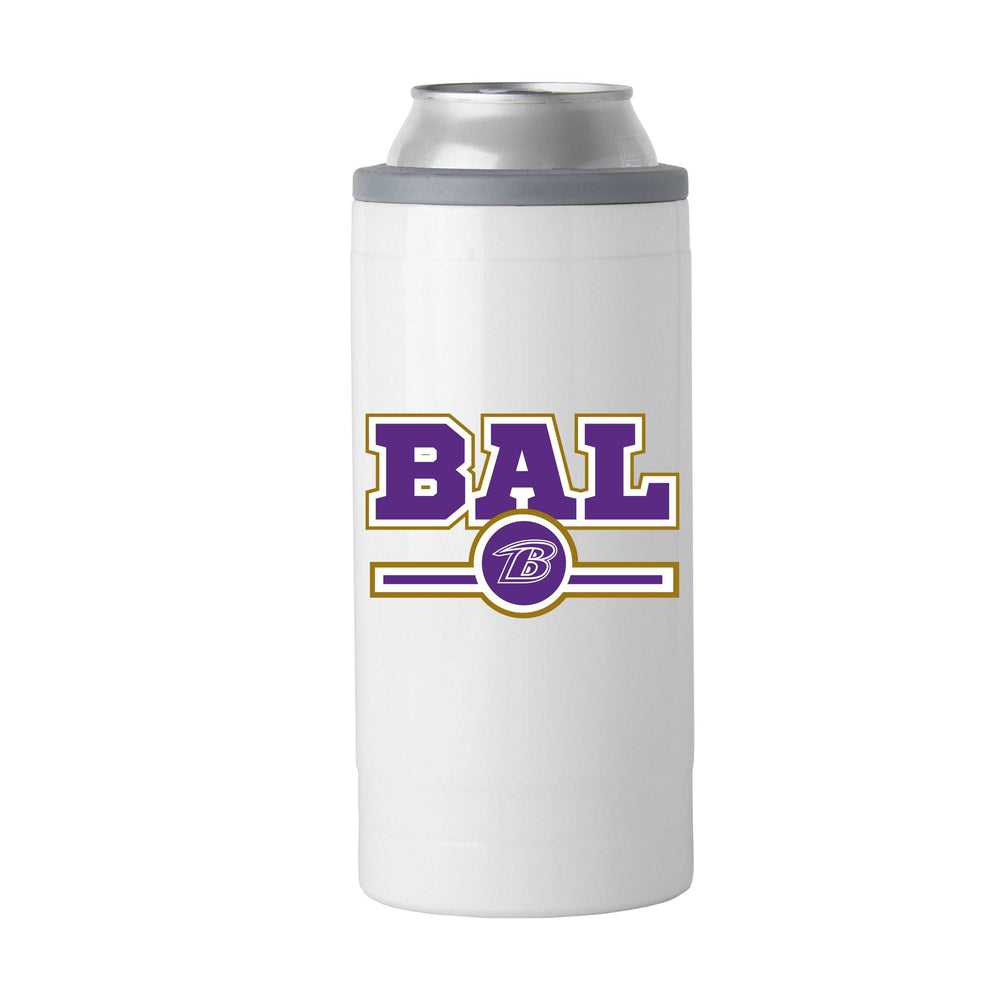 Baltimore Ravens Letterman 12 oz Slim Can Coolie - Logo Brands - Flyclothing LLC