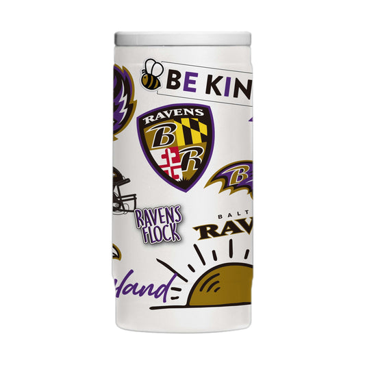 Baltimore Ravens 12oz Native Powdercoat SlimCan Coolie - Logo Brands - Flyclothing LLC