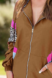 Leopard Zip Up Long Sleeve Hooded Jacket - Trendsi - Flyclothing LLC