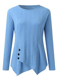 Decorative Button Round Neck Long Sleeve Top - Trendsi - Flyclothing LLC