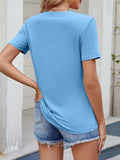 Round Neck Short Sleeve T-Shirt - Trendsi - Flyclothing LLC