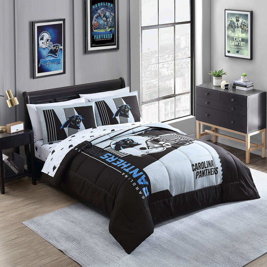 Carolina Panthers Status Bed In A Bag Queen - Logo Brands - Flyclothing LLC
