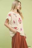 Umgee Linen Blend Embroidered Frayed Hem Top - Trendsi - Flyclothing LLC