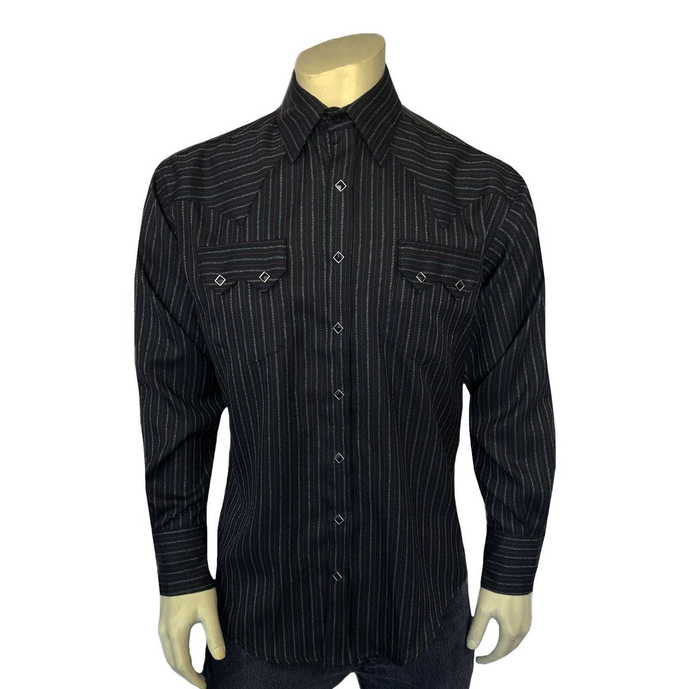 Rockmount Ranch Ware Men's Black & Red Rayon Stripe Western Shirt - Rockmount Clothing - Flyclothing LLC
