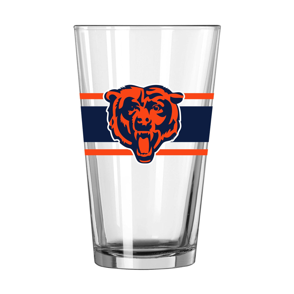 Chicago Bears 16oz Stripe Pint Glass - Logo Brands - Flyclothing LLC