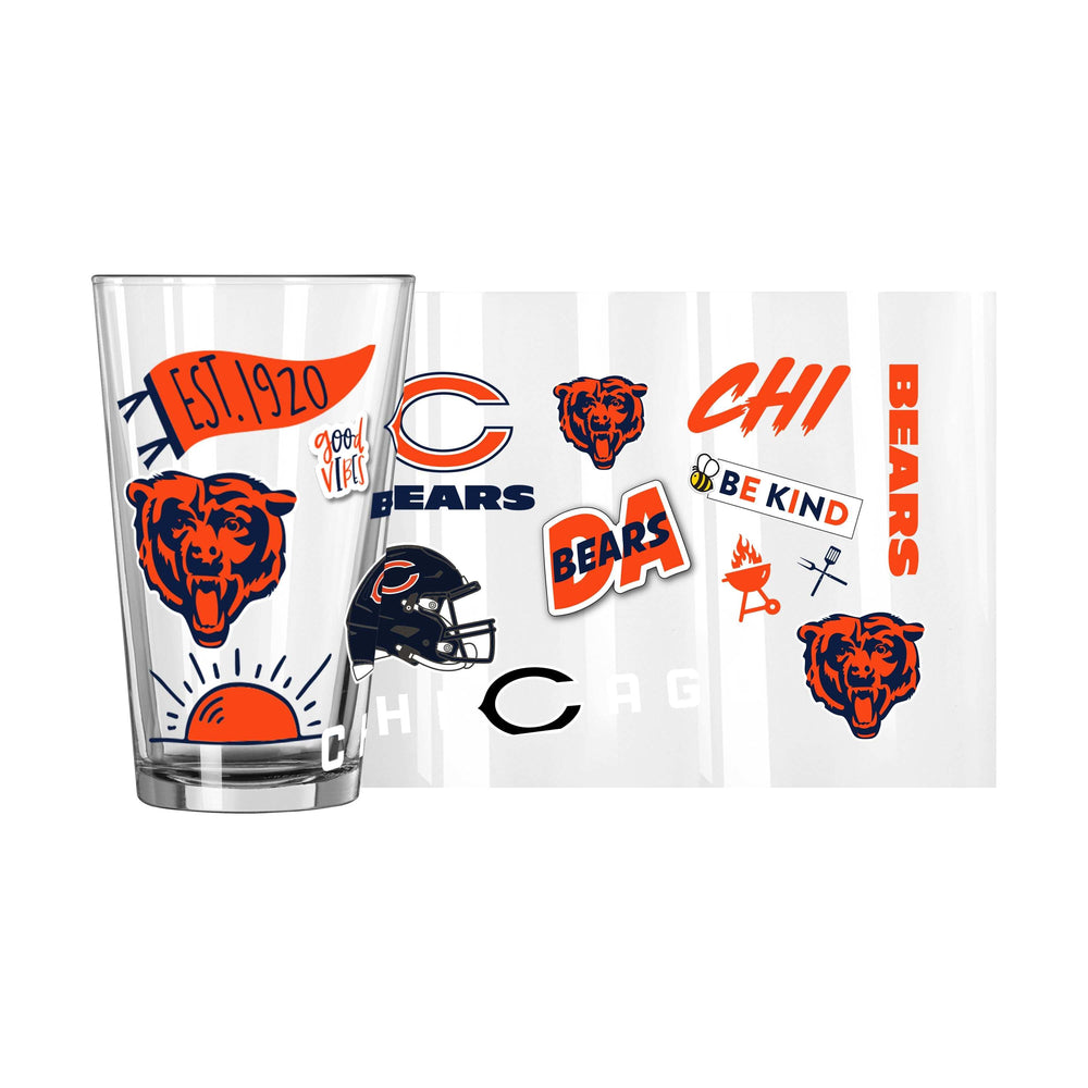 Chicago Bears 16oz Native Pint Glass - Logo Brands - Flyclothing LLC