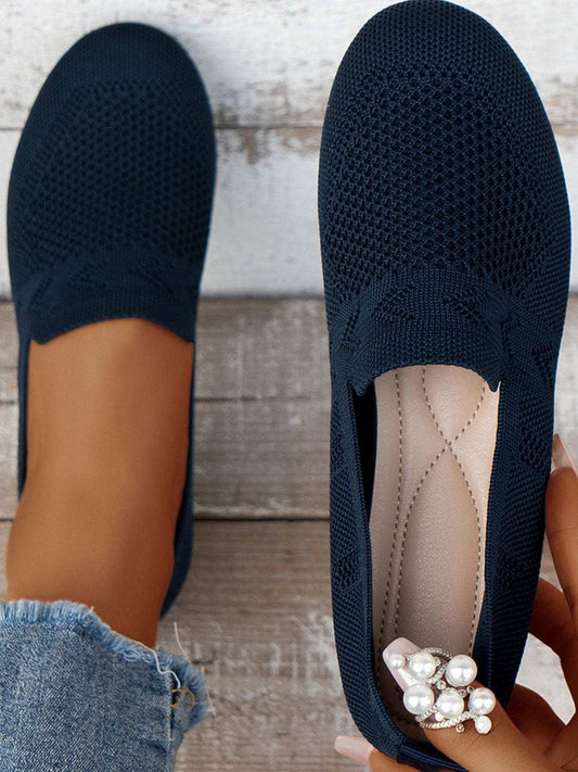 Mesh Round Toe Flat Slip-Ons - Trendsi - Flyclothing LLC