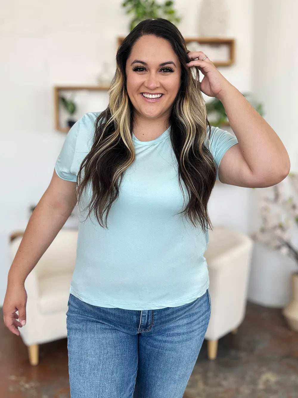 Basic Bae Bamboo Full Size Round Neck Short Sleeve T-Shirt Plus Size - Trendsi - Flyclothing LLC
