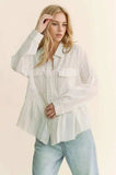Davi & Dani Garment Washed Jacquard Button Front Shirt - Trendsi - Flyclothing LLC