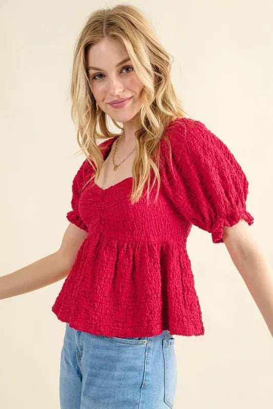 And The Why Lovely Textured and Smocked Top - Trendsi - Flyclothing LLC