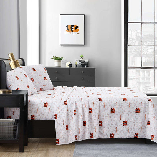 Cincinnati Bengals Scatter Sheet Set Queen - Logo Brands - Flyclothing LLC