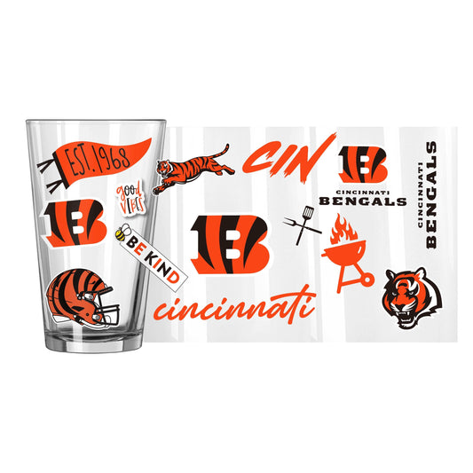 Cincinnati Bengals 16oz Native Pint Glass - Logo Brands - Flyclothing LLC