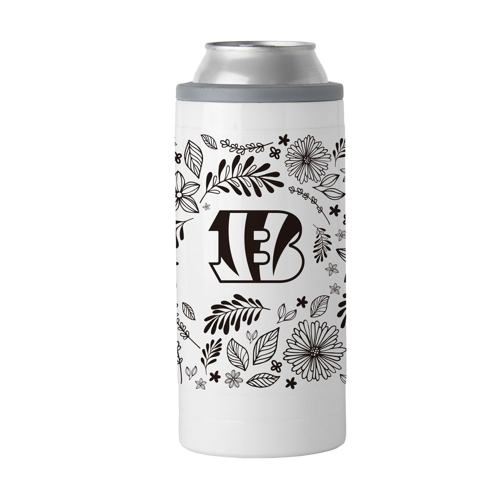 Cincinnati Bengals 12oz Botanical Slim Can Coolie - Logo Brands - Flyclothing LLC