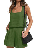 Square Neck Tank and Shorts Set - Trendsi - Flyclothing LLC