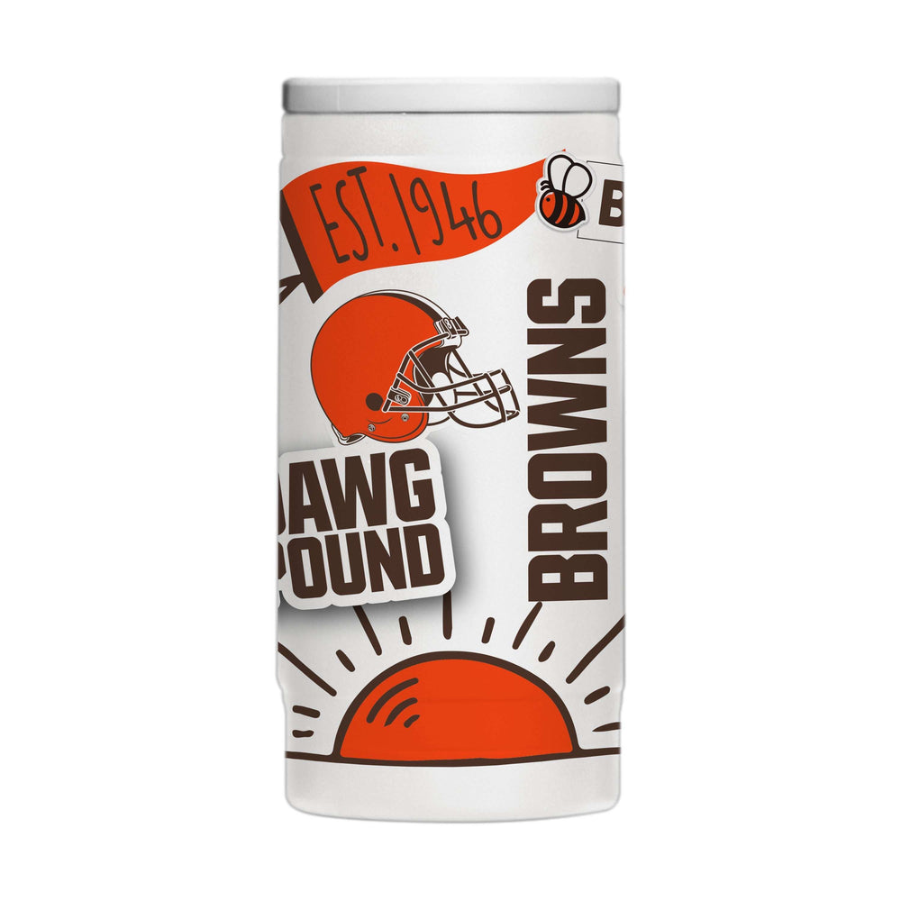 Cleveland Browns 12oz Native Powdercoat SlimCan Coolie - Logo Brands - Flyclothing LLC
