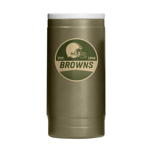 Cleveland Browns Badge Powder Coat Slim Can Coolie - Logo Brands - Flyclothing LLC