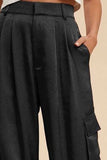 Annie Wear Wide Leg Cargo Satin Pants - Trendsi - Flyclothing LLC