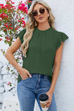 Ruffled Round Neck Cap Sleeve Blouse - Trendsi - Flyclothing LLC