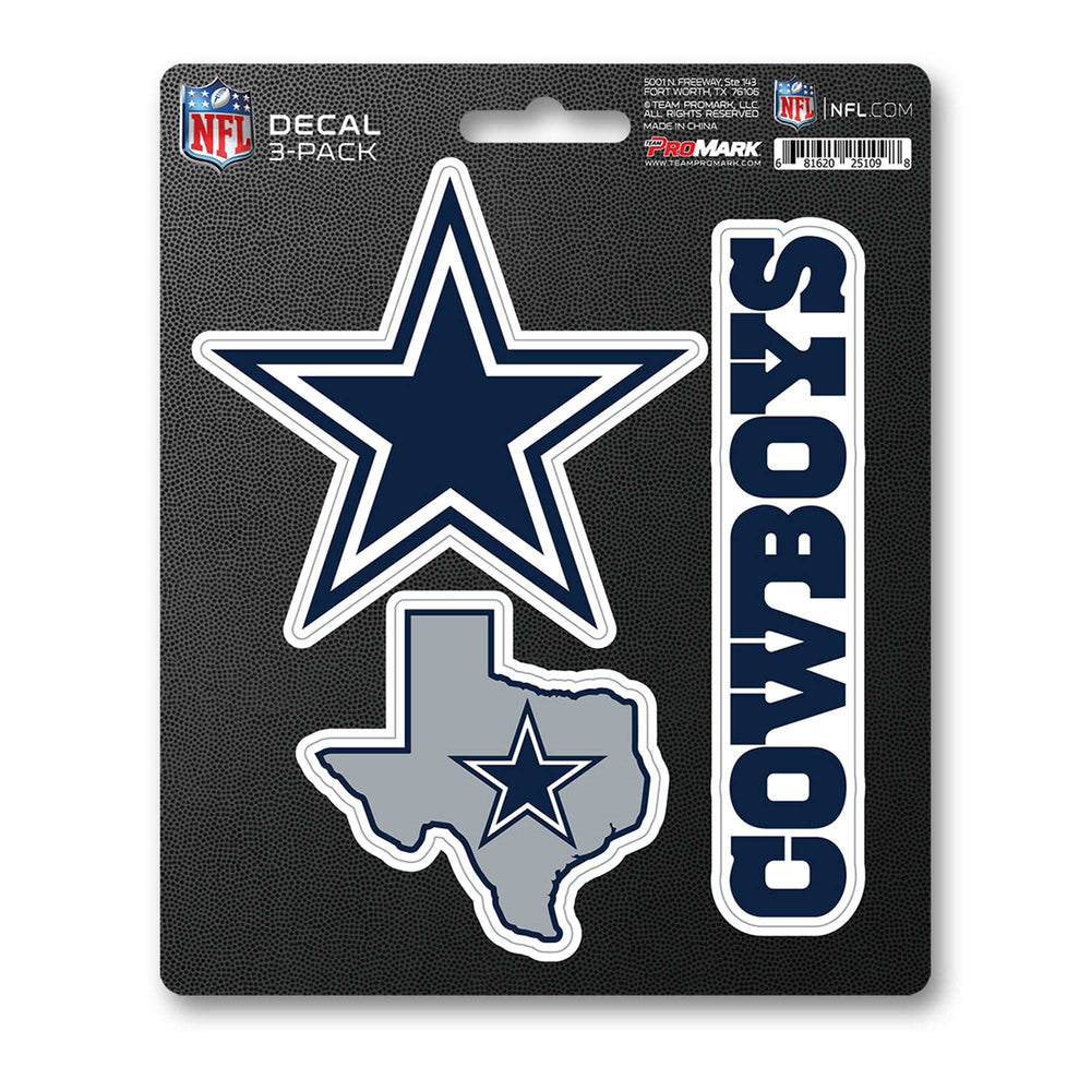 NFL - Dallas Cowboys Decal 3-pk - Logo Brands - Flyclothing LLC