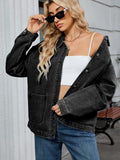 Washed Oversized Button Down Denim Jacket - Trendsi - Flyclothing LLC
