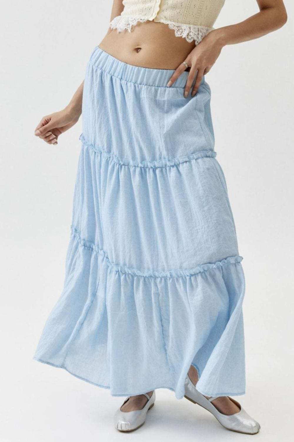 Frill Elastic Waist Skirt - Trendsi - Flyclothing LLC